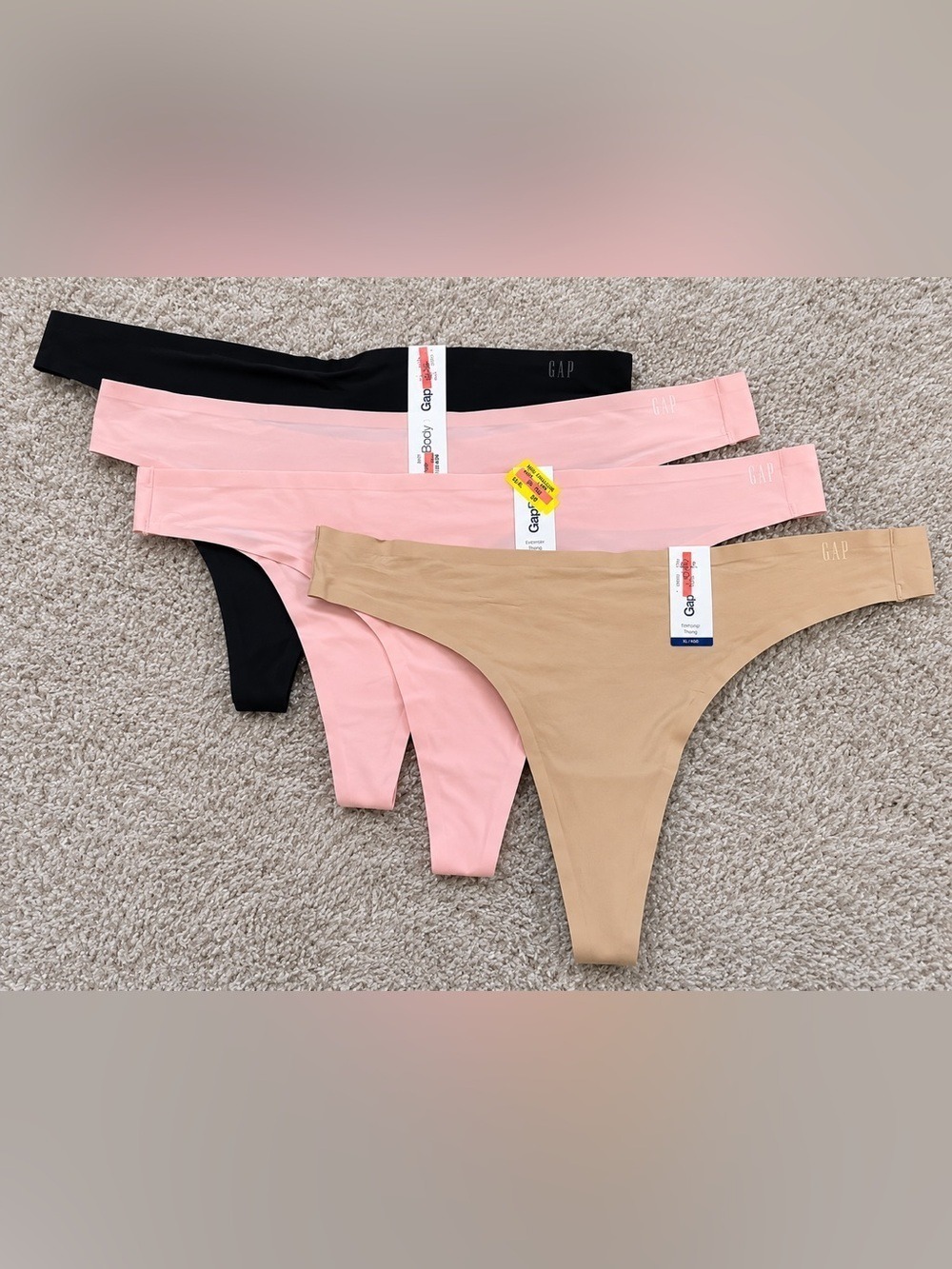 GapBody Everyday Thong Panties XL Lot of 4 No Show Invisible Edge Gap Body